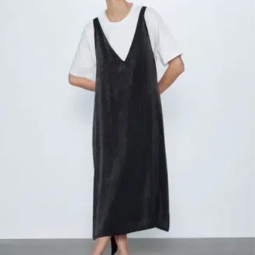 Zara T-shirt Apron Maxi Dress